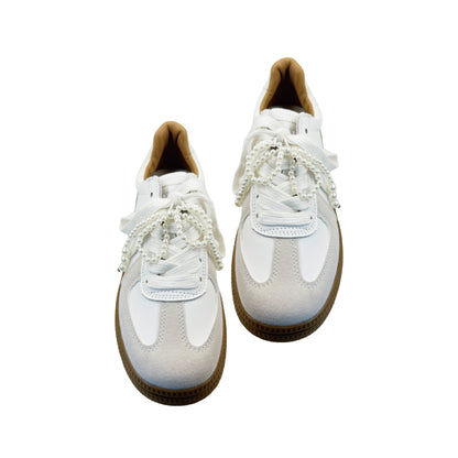 スニーカーデコレーション ホワイトパールリボンB / sneaker decoration white pearl ribbon B